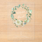 Eukalyptus Greenerity Blätter Elegante Hochzeit de Acryleinladungen (Vorderseite)