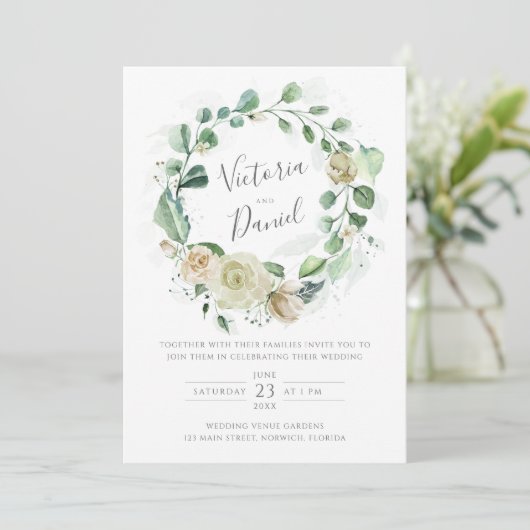 Eukalyptus Greenerity Blätter Elegante Hochzeit de Einladung (Stehend Vorderseite)