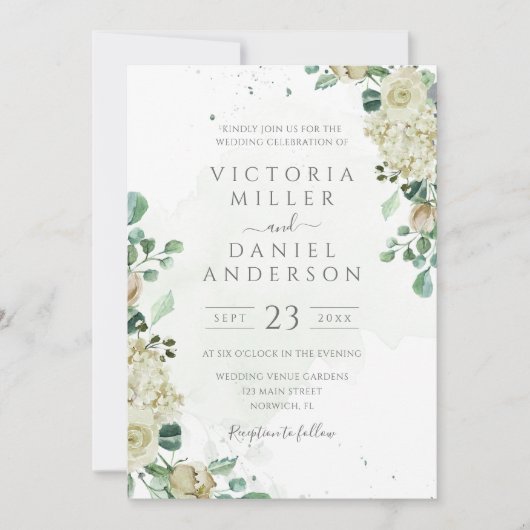 Eukalyptus Greenerity Blätter Elegante Hochzeit de Einladung (Vorderseite)