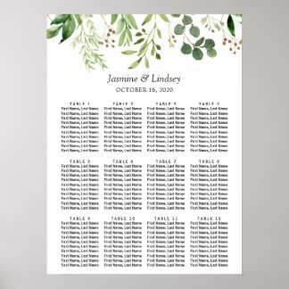 Eukalyptus Greenerity Blätter Hochzeitsstichtabell Poster