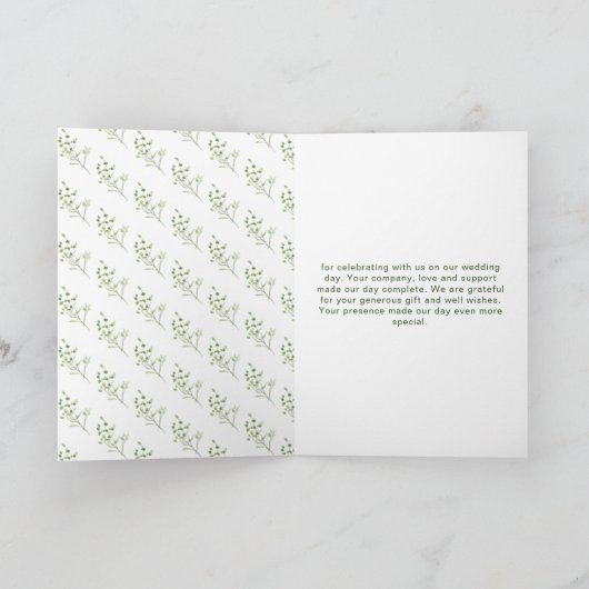 Eukalyptus Greenerity Blätter Wedding Dankeskarte (Innenseite)