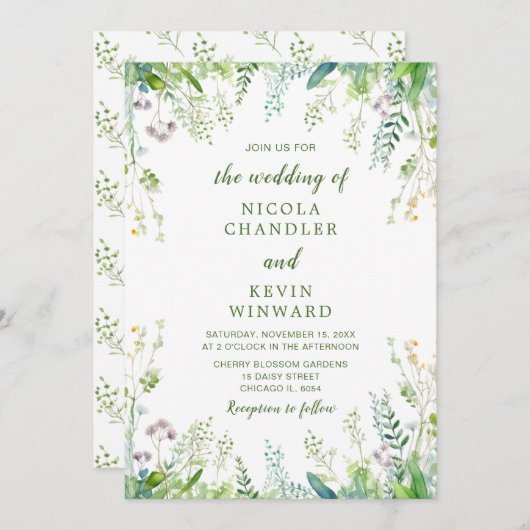 Eukalyptus Greenerity Blätter Wedding Einladung (Vorne/Hinten)