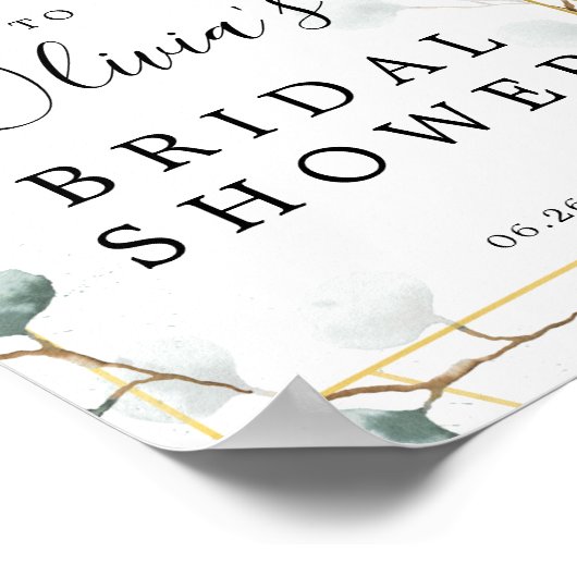 Eukalyptus Greenerity Brautparty Begrüßungszeichen Poster (Ecke)