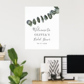 Eukalyptus Greenerity Brautparty Begrüßungszeichen Poster (Heimbüro)