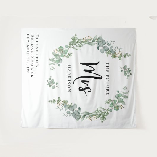 Eukalyptus Greenerity Brautparty Foto Stand Wandteppich (Vorderseite (Horizontal))