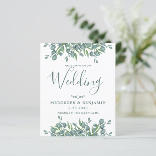 Eukalyptus Greenerity Budget QR Code Wedding Einla (Stehend Vorderseite)