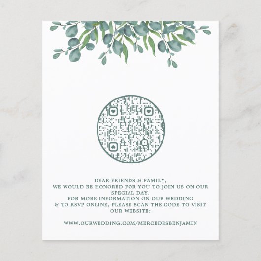 Eukalyptus Greenerity Budget QR Code Wedding Einla (Rückseite)