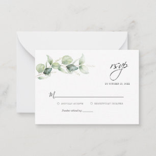 Eukalyptus Greenerity Budget Wedding RSVP Card Mitteilungskarte