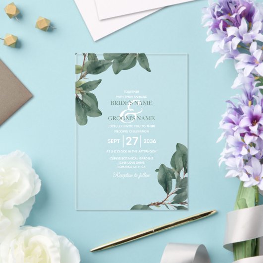Eukalyptus Greenerity Clear Transparent Wedding Acryleinladungen (In Situ (Hochzeit))