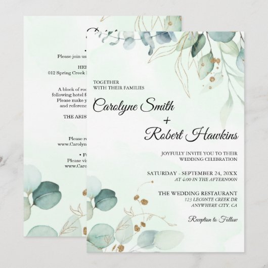 Eukalyptus Greenerity Einladung (Vorne/Hinten)