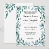 Eukalyptus Greenerity Frame Green Blue Wedding Einladung (Vorne/Hinten)
