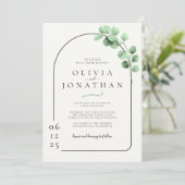 Eukalyptus Greenerity Frame Minimalistisch Wedding Einladung (Stehend Vorderseite)