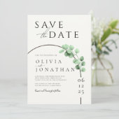 Eukalyptus Greenerity Frame Minimalistisch Wedding Save The Date (Stehend Vorderseite)