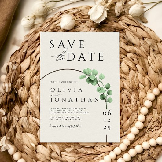 Eukalyptus Greenerity Frame Minimalistisch Wedding Save The Date
