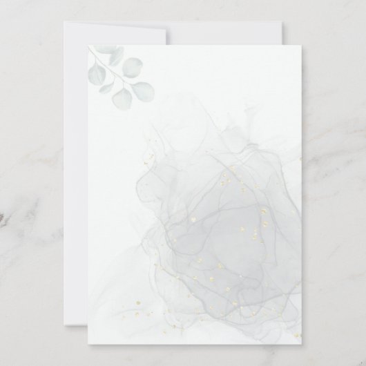 Eukalyptus Greenerity gold Einladung zur Hochzeit (Rückseite)