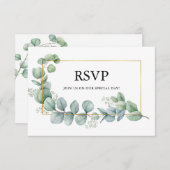 Eukalyptus Greenerity Gold Frame Wedding RSVP Karte (Vorne/Hinten)