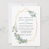 Eukalyptus Greenerity Gold Frame Wedding Watercolo Einladung (Vorderseite)