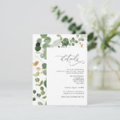 Eukalyptus Greenerity gold Hochzeitsdetails Einsch Begleitkarte (Stehend Vorderseite)