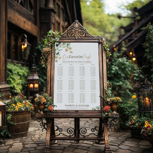 Eukalyptus Greenerity & Gold Hochzeitskarte Poster