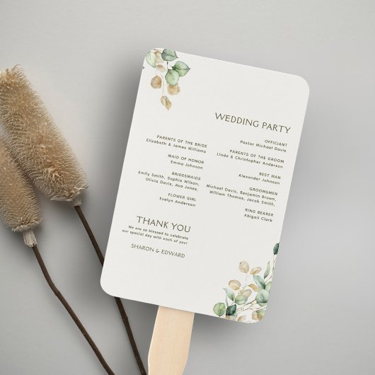 Eukalyptus Greenerity Gold Wedding Program Fächer
