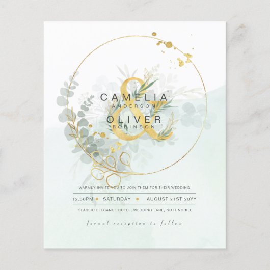 Eukalyptus Greenerity Gold Wedding QR CODE IN Flyer (Vorne)