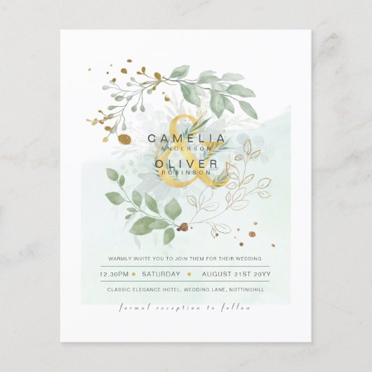 Eukalyptus Greenerity Gold Wedding QR CODE IN Flyer (Vorne)