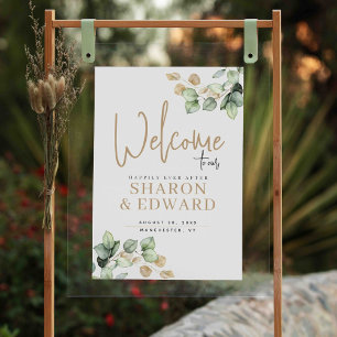 Eukalyptus Greenerity & Gold Wedding Willkommen Poster
