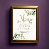 Eukalyptus Greenerity & Gold Wedding Willkommen Poster
