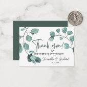 Eukalyptus Greenerity Hochzeitbudget Danke Karte (Vorderseite/Rückseite Beispiel)