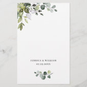 Eukalyptus Greenerity Hochzeitliches Abendmenü (Rückseite)