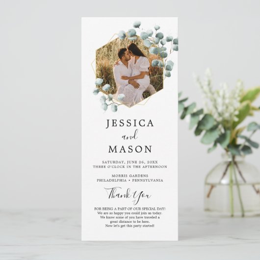 Eukalyptus Greenerity Hochzeitsprogramm mit Foto Programm (Stehend Vorderseite)