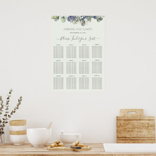 Eukalyptus Greenerity Hochzeitstabelle Poster (Küche)