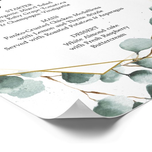 Eukalyptus Greenerity Menu oder Bar Menu Sign Poster (Ecke)