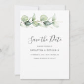 Eukalyptus Greenerity Script Wedding Save The Date (Vorderseite)