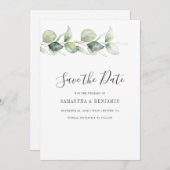 Eukalyptus Greenerity Script Wedding Save The Date (Vorne/Hinten)