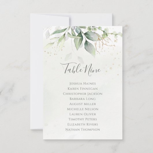 Eukalyptus Greenerity Seating Chart Plan (Rückseite)