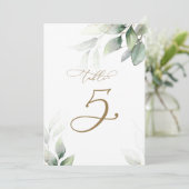 Eukalyptus Greenerity Table 5 Hochzeitliche Tischn Einladung (Stehend Vorderseite)