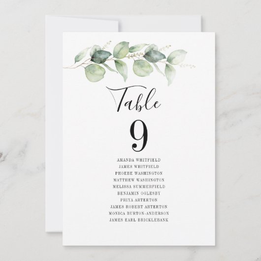 Eukalyptus Greenerity Tischnummer 9 Hochzeitssitze (Rückseite)