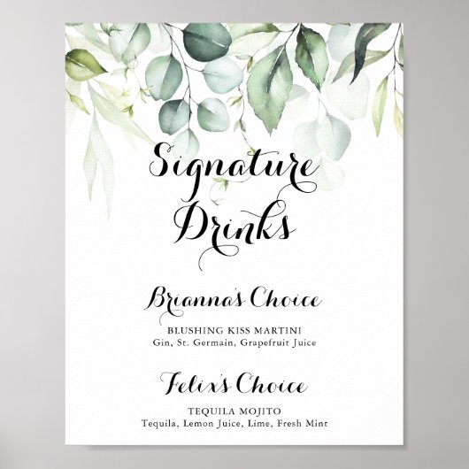 Eukalyptus Greenerity Unterschrift Drinks Poster (Vorne)