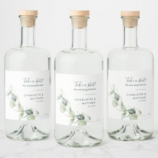 Eukalyptus Greenerity Wedding Alkoholflaschenetikett (Flaschen)