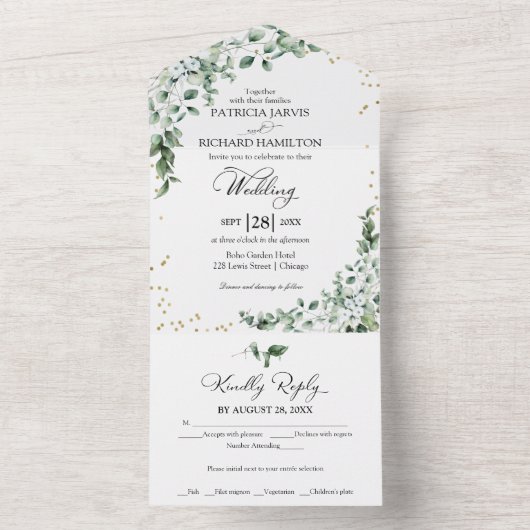 Eukalyptus Greenerity Wedding All In One Einladung (Innen Boden)