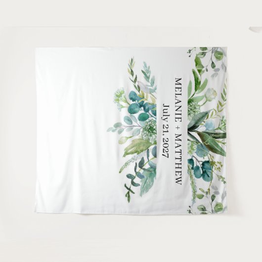 Eukalyptus Greenerity Wedding Backdrop Wandteppich (Vorderseite (Horizontal))