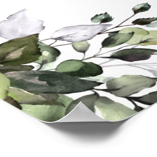 Eukalyptus Greenerity Wedding Begrüßungszeichen Poster (Ecke)