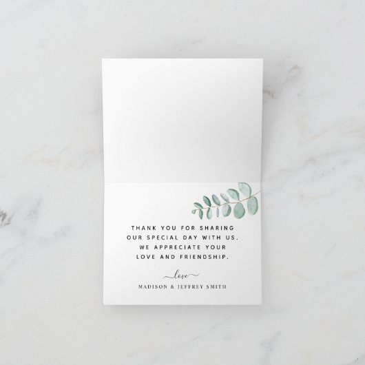 Eukalyptus Greenerity Wedding Dankeschön Karte (Innenseite)