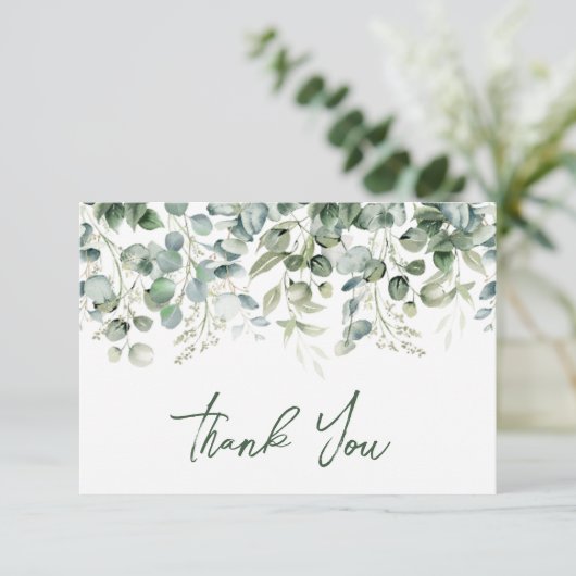 Eukalyptus Greenerity Wedding Dankeskarte (Stehend Vorderseite)