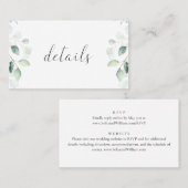 Eukalyptus Greenerity Wedding Details Card Visitenkarte (Vorne/Hinten)