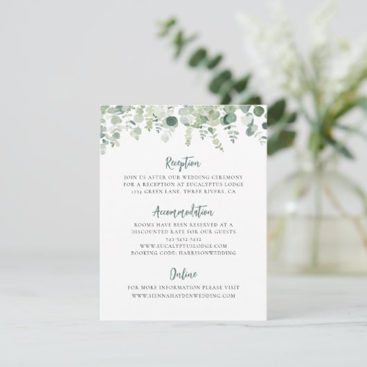 Eukalyptus Greenerity Wedding Details Eintrittskar Begleitkarte (Stehend Vorderseite)