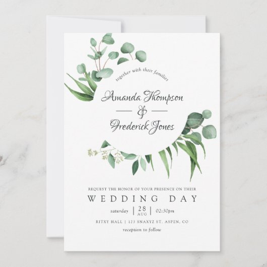 Eukalyptus Greenerity Wedding Einladung (Vorderseite)