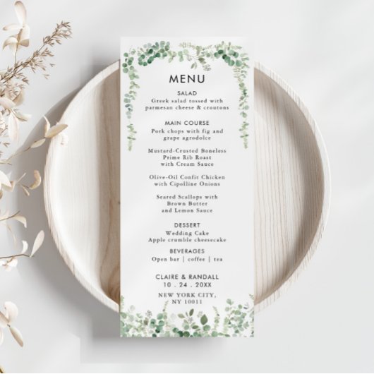 Eukalyptus Greenerity Wedding Flat Menu Menükarte