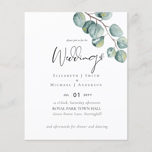 Eukalyptus Greenerity Wedding Flyer (Vorne)